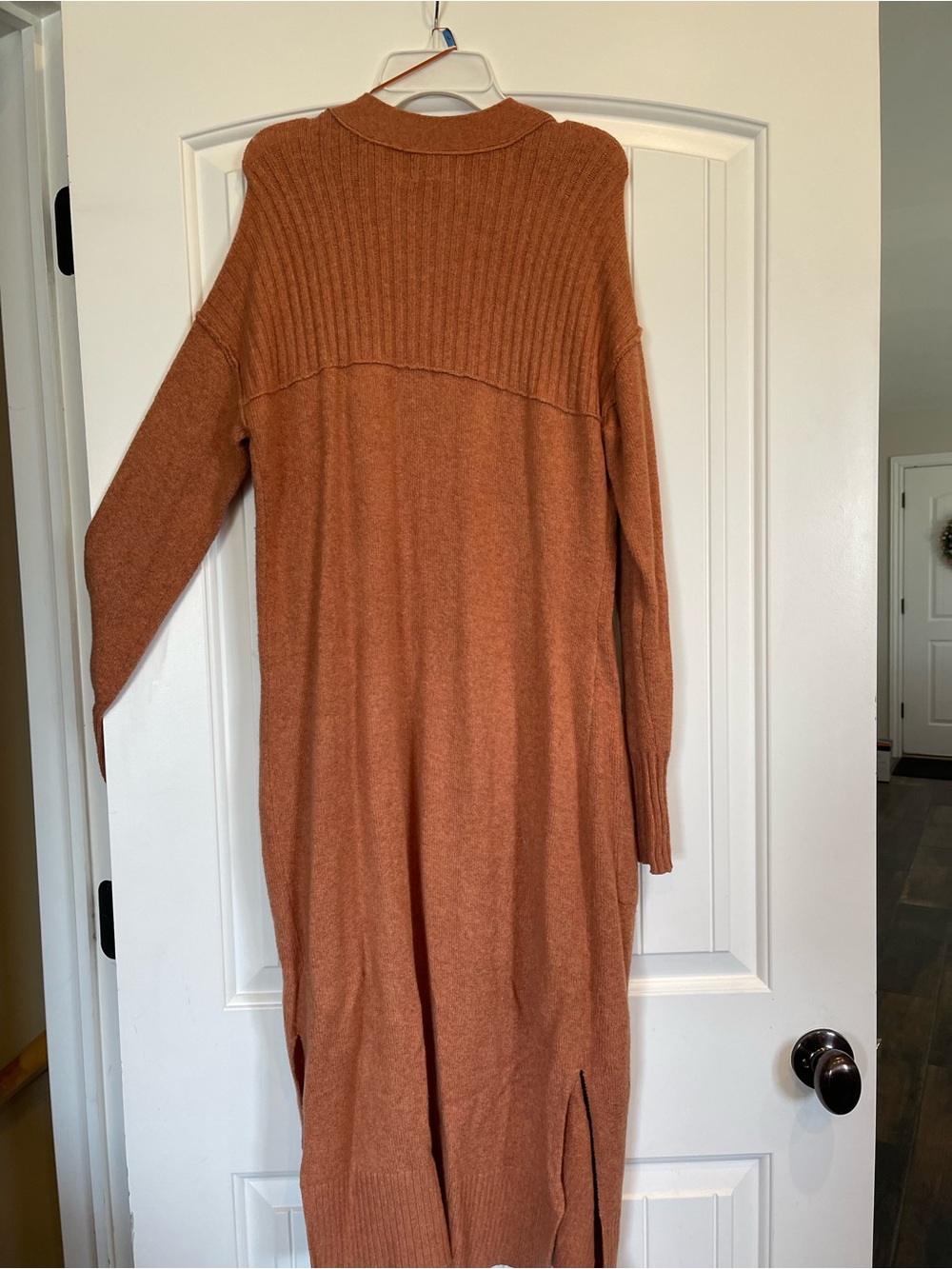 Kensie Ribbed Knit Cardigan - Rust - Picture 2 of 3